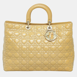 Christian Christian Dior Beige Patent Leather Extra Large Lady Christian Dior Bag 1101084