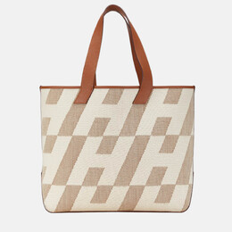 Hermes Gold and Ecru Swift and Toile Cabas H En Biais 40 Tote Bag 1100808