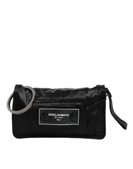 Dolce & Gabbana Black Fabric Logo Two Way Clutch Crossbody Bag bag4044