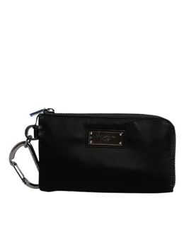 Dolce & Gabbana Black Nylon Logo Plaque Keyring Pouch Clutch Bag bag4185