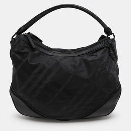 Burberry Black Check Nylon and Leather Maskell Hobo 1102116