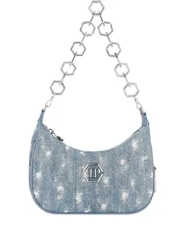 Philipp Plein monogram distressed denim shoulder bag 25347323