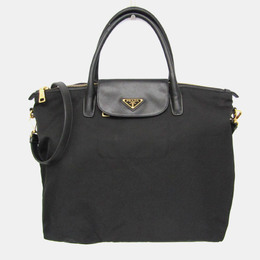 Prada Black Leather, Nylon Shoulder Bag 1104247