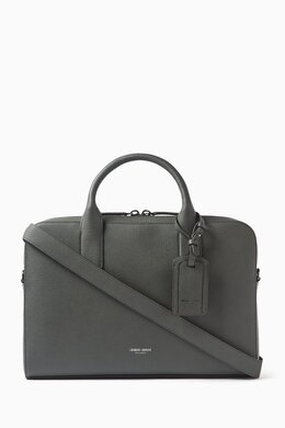 Giorgio Armani Logo Laptop Bag in Leather 216240142_20