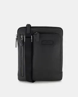 Большая черная кожаная сумка через плечо с отделением для iPad Piquadro, черный 1034651302316 | negro