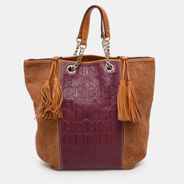CH Carolina Herrera Tri Color Leather and Suede Tassel Tote 1105947