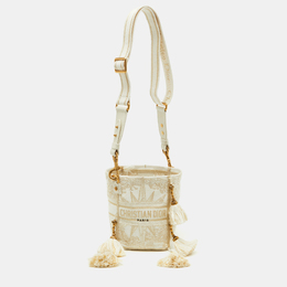 Christian Dior Beige/Gold Rêve d'Infini Embroidery Canvas Small D-Bubble Bucket Bag 1105202