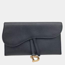 Christian Dior Black Leather Oblique Saddle Chain Crossbody Bag 1105465