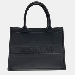 Christian Dior Black Leather Book Tote Bag 36 1105411
