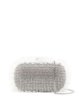 Self-Portrait crystal lace-detail clutch bag 27683833