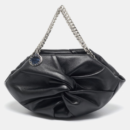 Stella McCartney Black Faux Leather Falabella Double Chain Shoulder Bag 1106749