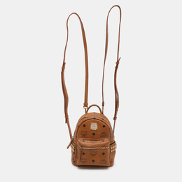 MCM Tan Cognac Visetos Coated Canvas and Leather Mini Stark Backpack 1106517