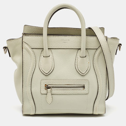 Celine Light Grey Leather Nano Luggage Tote 1106173