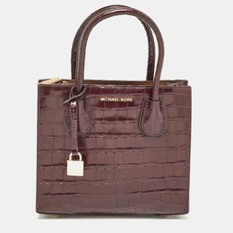 Michael Kors Burgundy Croc Embossed Leather Mini Mercer Tote 1106771