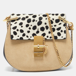 Chloe Multicolor Calf Hair and Leather Small Drew Shoulder Bag 1101240