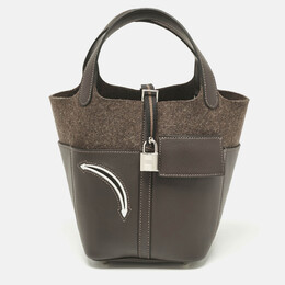 Hermes Ebene Swift Leather and Feutre Picotin Lock 18 Go Team Bag 1107538