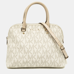 Michael Kors White Signature Coated Canvas Large Cindy Dome Bag 1108599