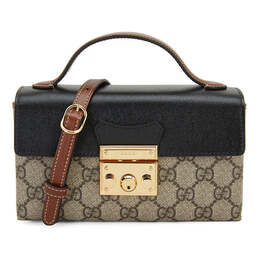 Сумка padlock metallic logo canvas box mini ebony / black handbag Gucci, бежевый 652683-96gag-9785 | cream/