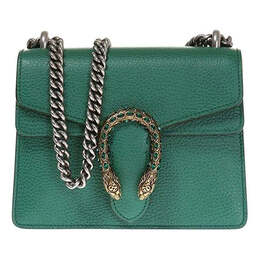 Сумка dionysus tiger head leather chain shoulder messenger bag mini green classic Gucci, зеленый 421970-caogx-3120 | green
