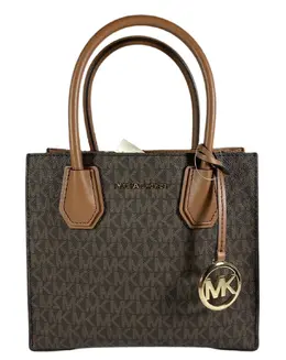 Кожаная сумка-мессенджер Michael Kors Mercer, цвет Brown Mk/Gold 6883844816956 | brown mk/gold