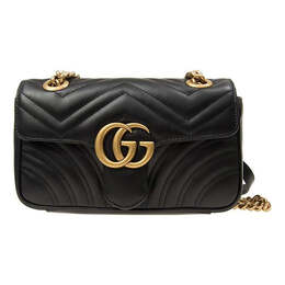 Сумка gg marmont leather single-shoulder chain bag mini black Gucci, черный 446744-dtdit-1000 | black
