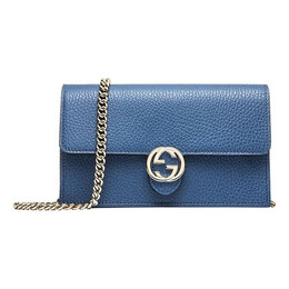 Сумка logo double g leather woc chain shoulder messenger bag blue classic Gucci, синий 510314-cao0g-4231 | blue
