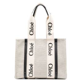 Chloe Medium Woody Linen Logo Tote Bag chc22as383i2691j