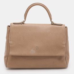 CH Carolina Herrera Carolina Herrera Beige Leather Minuetto Flap Top Handle Bag 1109741
