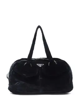 Prada 2000s triangle-logo velvet shoulder bag 28885216