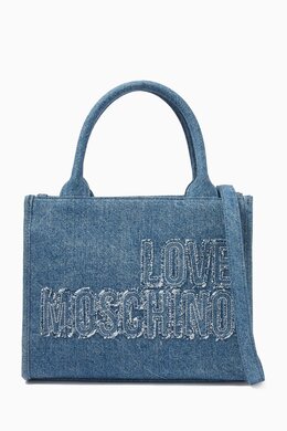 Love Moschino Small Tote Bag in Denim 217949953_14