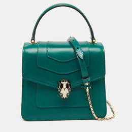 Bvlgari Green Leather Serpenti Forever Top Handle Bag 1109909