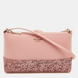 Kate Spade Pink Glitter and Leather Ramey Greta Court Crossbody Bag 1109798