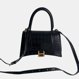 Balenciaga black and gold crocodile pattern Hourglass bag size S 1109574