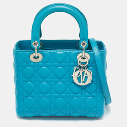 Christian Dior Turquoise Blue Cannage Leather Medium Lady Christian Dior Tote 1112807