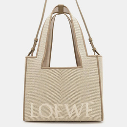 Loewe Ecru Canvas Size Medium Font Tote Bag 1111219