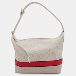 Loewe Bag Beige/Red Canvas Leather Anagram Cuby Bag 1111217