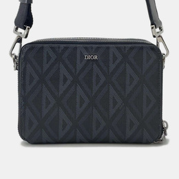Christian Dior Black PVC Coated Canvas CD Diamond Shoulder Bag 1111175