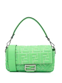 Fendi 2010-2024 Zucca Embossed Stitched Leather Baguette satchel 29056847