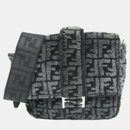 Fendi Black Mouton/Leather Baguette Messenger Bag 1114332