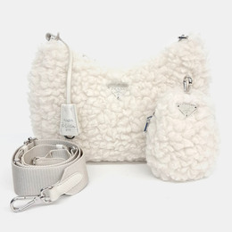 Prada Ivory Fur Chain Strap Shoulder Bag 1111895