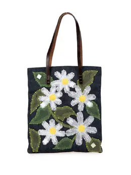 Fendi 2000-2010 Denim Floral Applique tote bag 29080282
