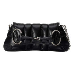 Сумка horsebit chain small shoulder bag 'black' Gucci, черный 764339-aacu1-1000 | black