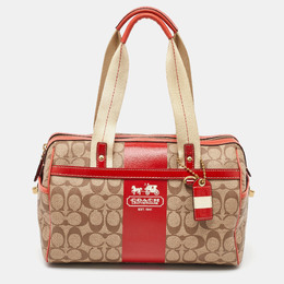 Coach Beige/Orange Signature Coated Canvas and Leather Duffel Bag 1115306
