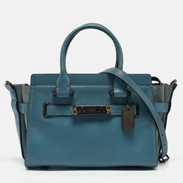 Coach Two Tone Blue Leather and Suede Swagger 27 Carryall Satchel 1115309