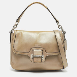 Coach Metallic Beige Leather Taylor Flap Bag 1116300