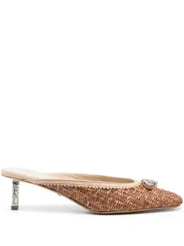 GCDS monogram-embossed 60mm raffia mules 22603634