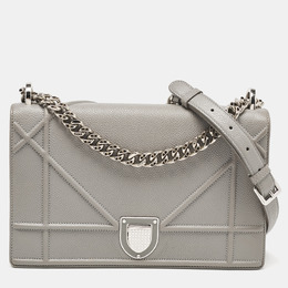 Christian Dior Grey Leather Medium Christian Diorama Flap Shoulder Bag 1117068
