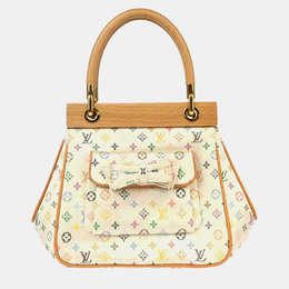 Louis Vuitton White Silk Satin Monogram Multicolor Abelia Top Handle Bag 1115448