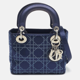 Christian Dior Navy Blue Cannage Crystal Satin Mini Lady Christian Dior Tote 1117965