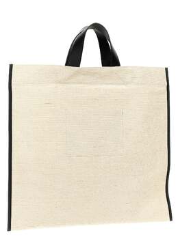 Jil Sander-Border Book Tote Square Tote Bianco/Nero-Donna 51735887184212